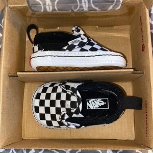 Vans, soft bottoms slip ons, (checker) black/white , size1